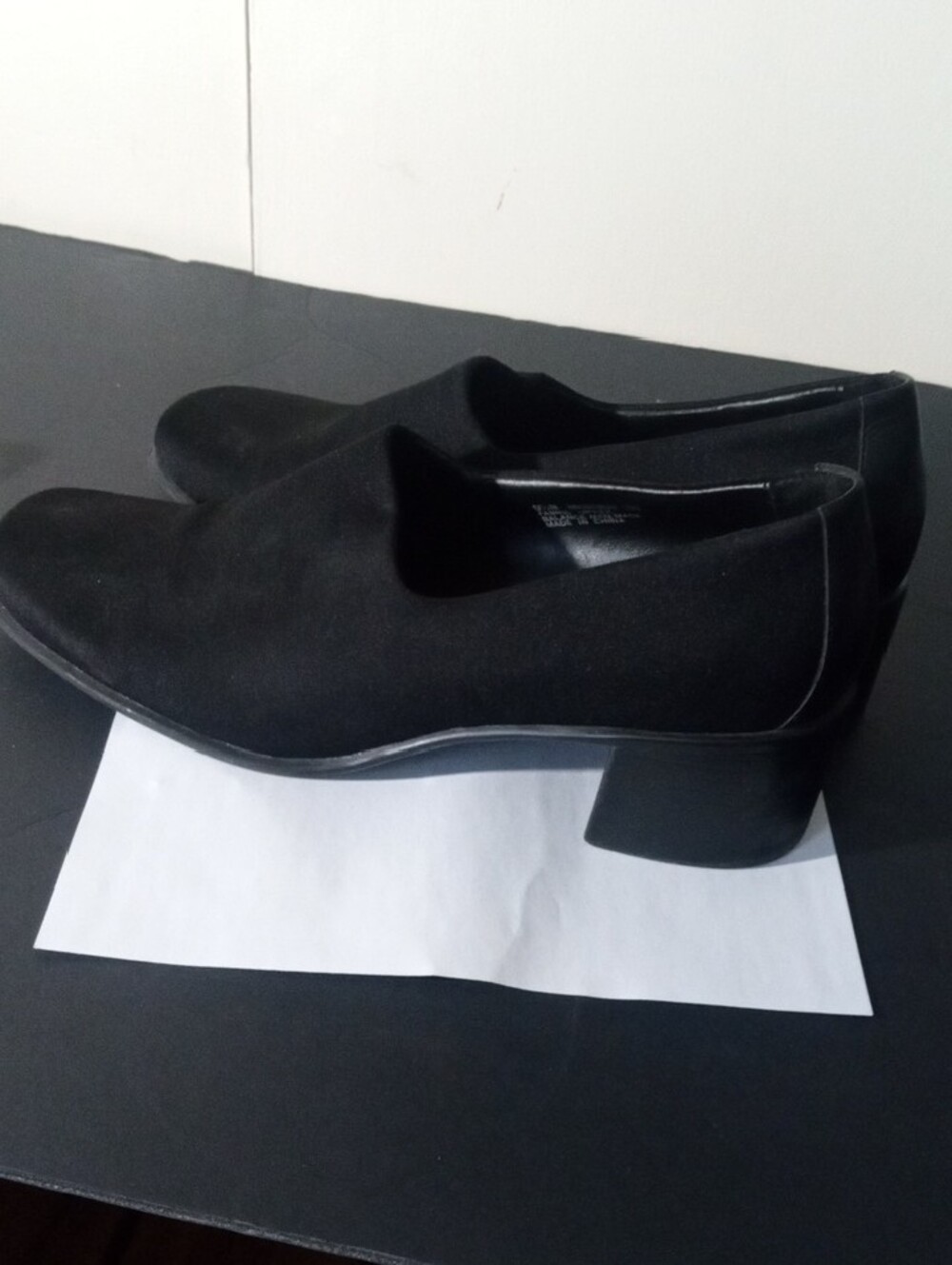 What's What by AEROSOLES Black Fabric Slip-On 2" Wedge Block Heels 9.5
